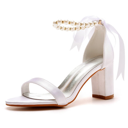 Mouth Strap Square Heel Sandals