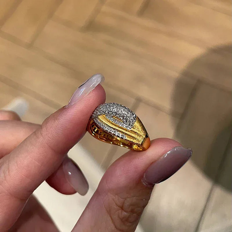 Wave Cross Brushed Ring - Viexta