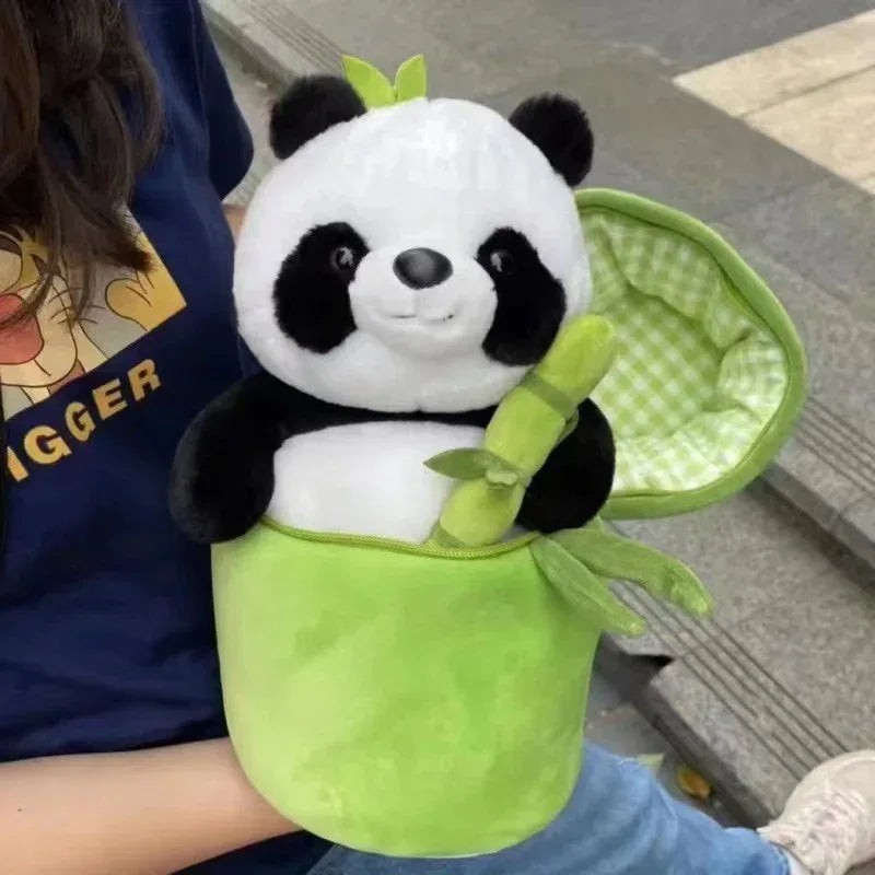 Simulated Bamboo Tube Flower Panda Pillow - Viexta