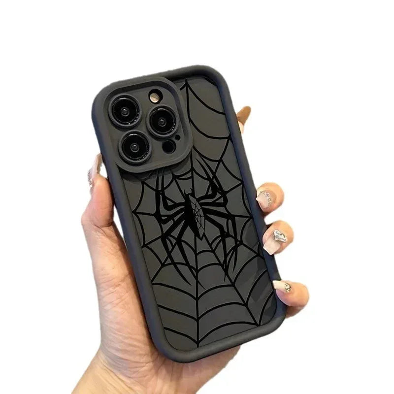 Black Spider Web Phone Case Silicone All-inclusive Drop-resistant - Viexta