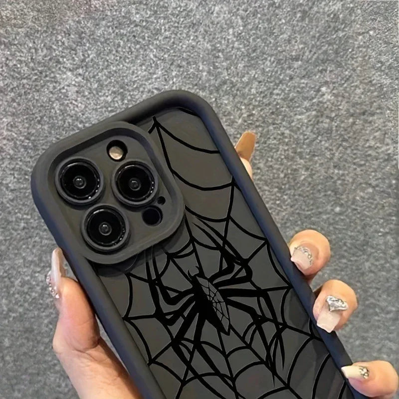 Black Spider Web Phone Case Silicone All-inclusive Drop-resistant - Viexta