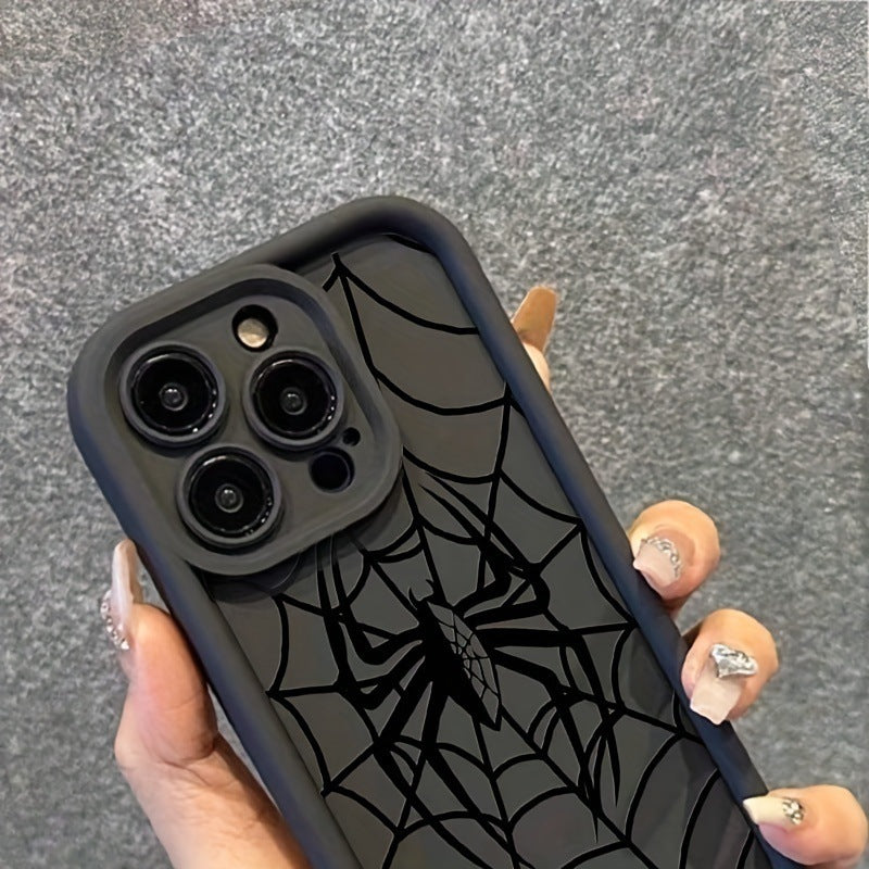 Black Spider Web Phone Case Silicone All-inclusive Drop-resistant