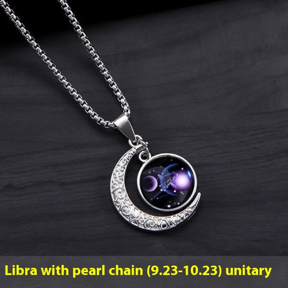 12 Constellation Moon Star Glowing Necklace