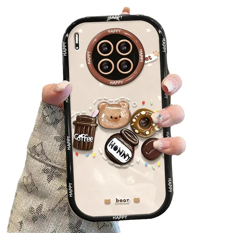 Coffee Bear Three-dimensional Doll Pendant iPhone Case - Viexta