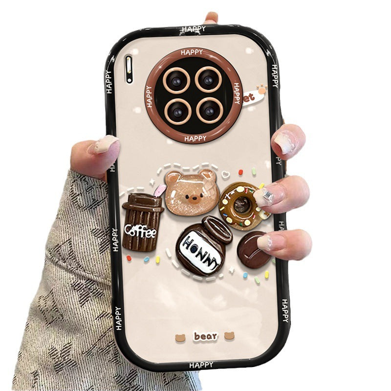 Coffee Bear Three-dimensional Doll Pendant iPhone Case