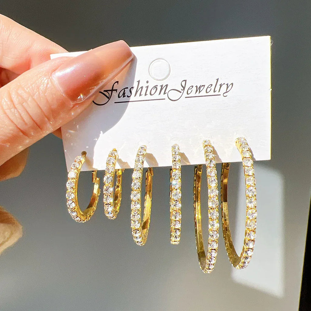 6piece Shiny Hoops - Viexta