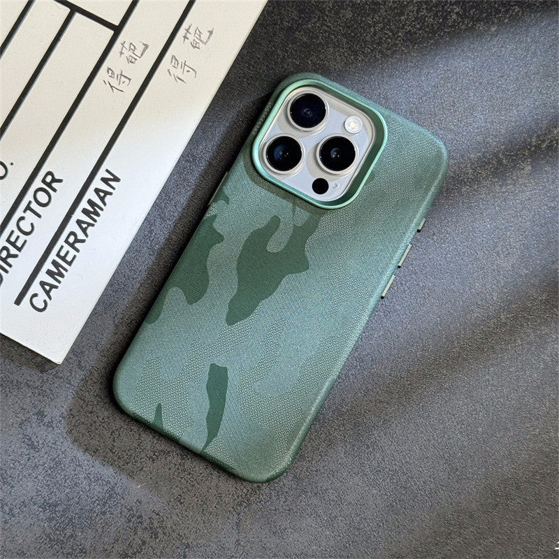 Camouflage Leather Magnetic iPhone Case