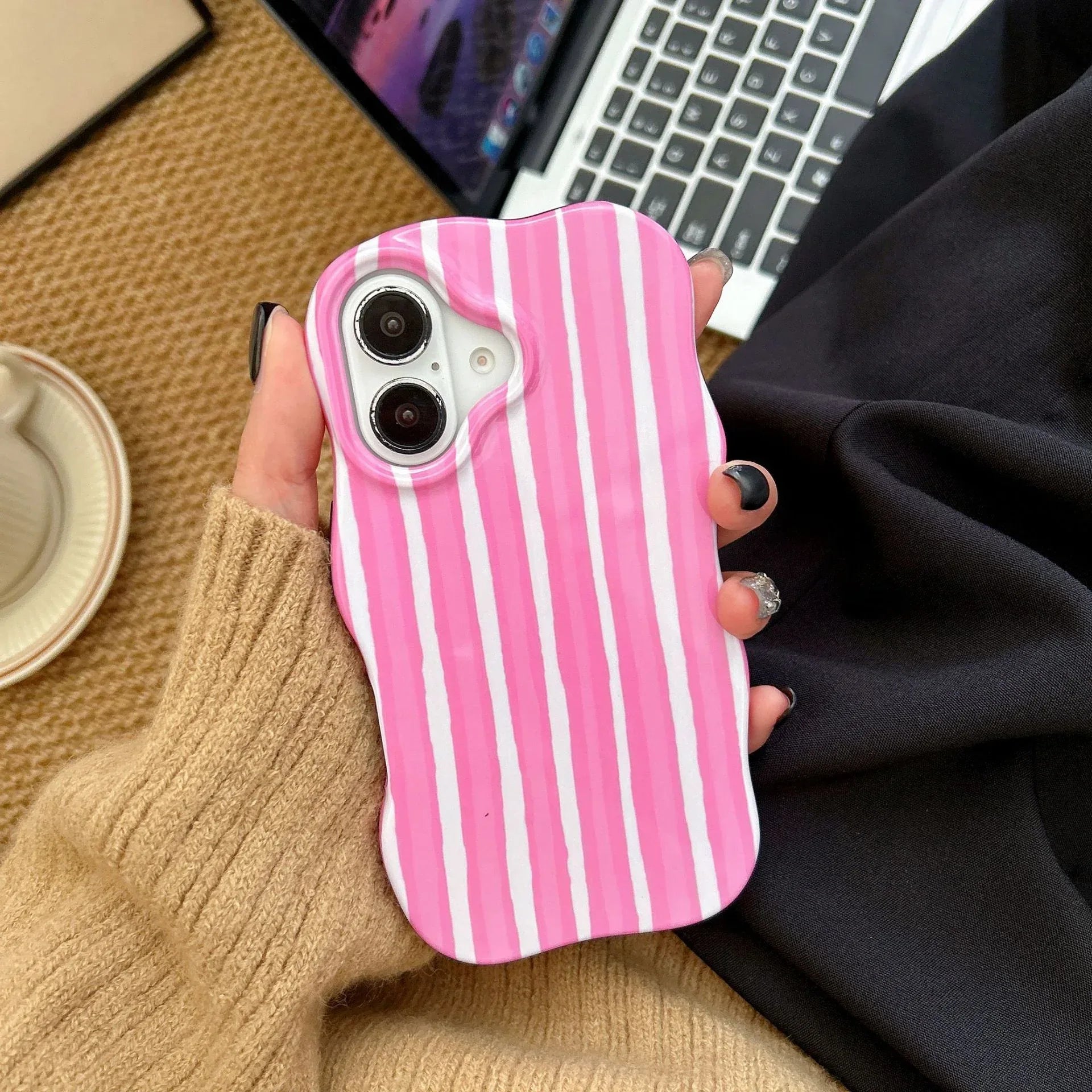 Niche Color-block Striped iPhone Case - Viexta