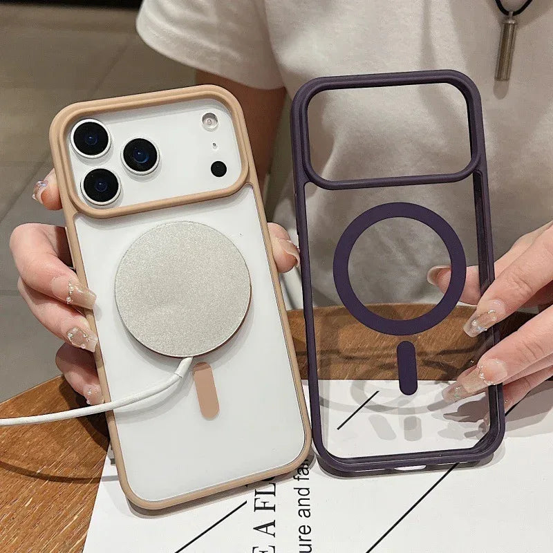Magnetic Acrylic Transparent Large Hole Silicone Drop-resistant iPhone Case - Viexta