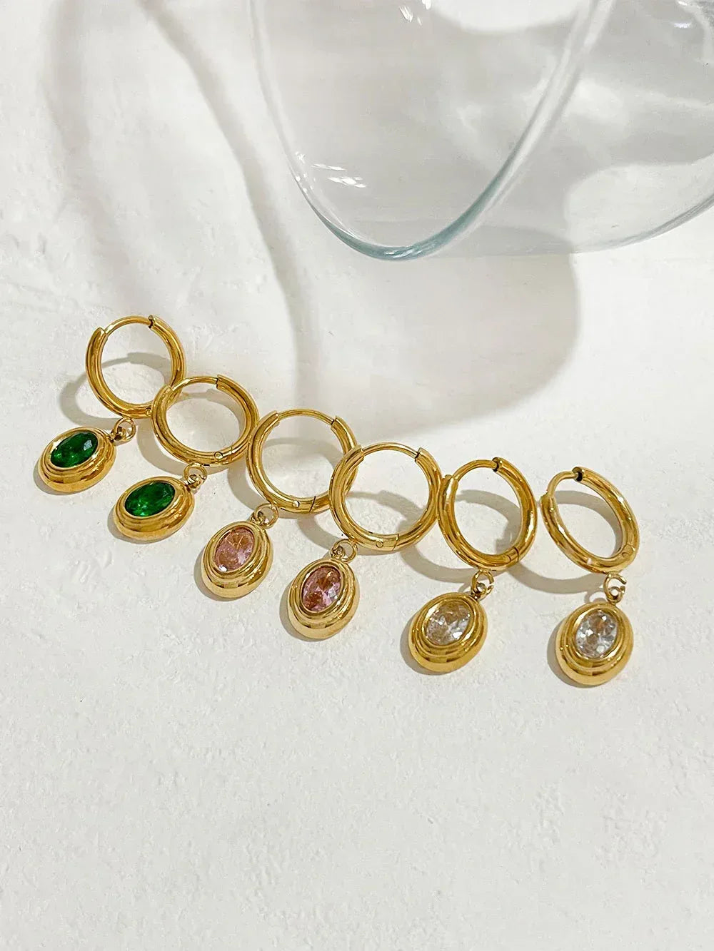 Emerald Zircon Oval Huggies - Viexta