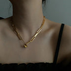 Vintage Gold Lock Pin Choker Necklace - Viexta