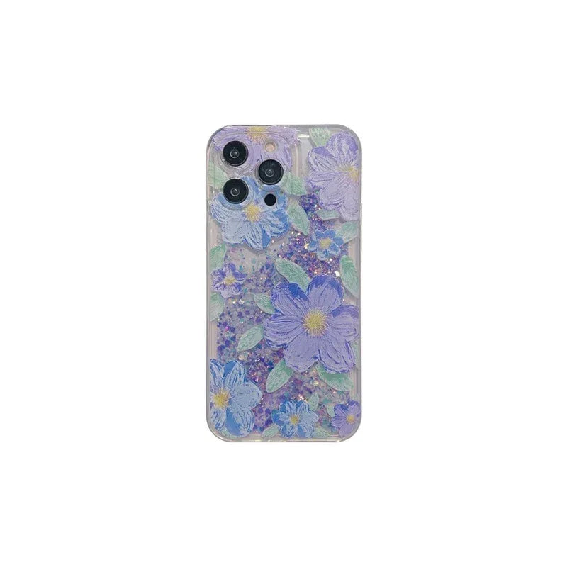 luminous-oil-painting-flower-quicksand-phone-case - Viexta