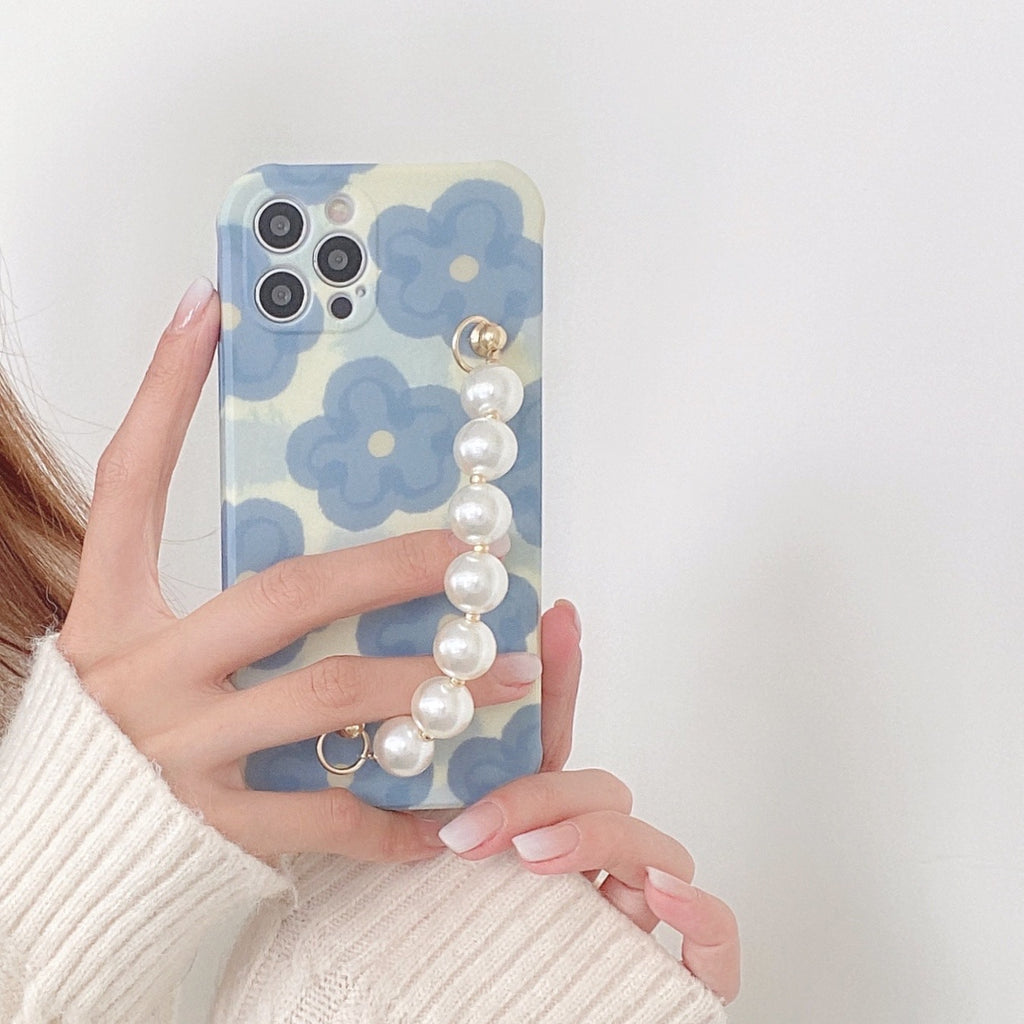 Blue Floral Pearl Bracelet iPhone case