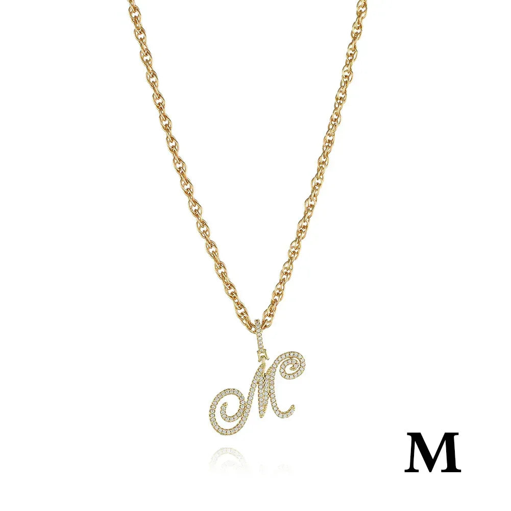 26 Letter Zircon 18k Gold Necklace - Viexta