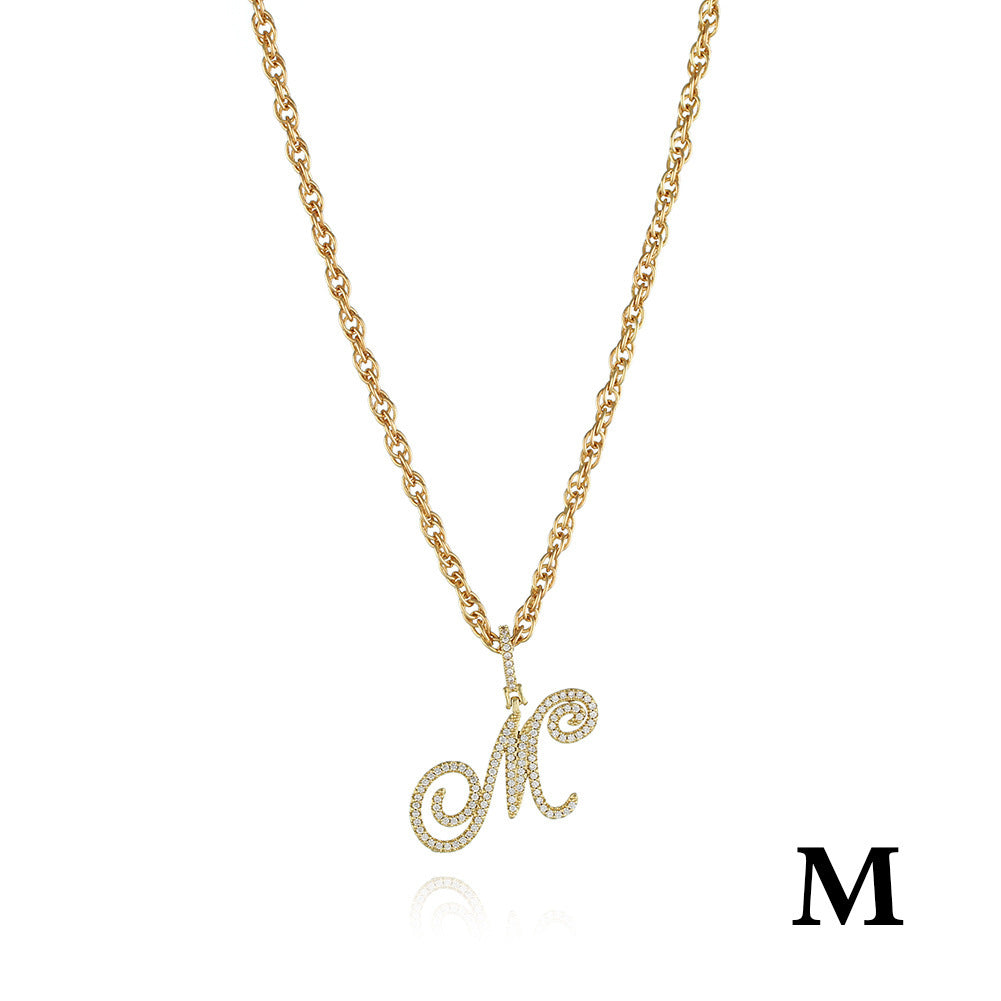 26 Letter Zircon 18k Gold Necklace