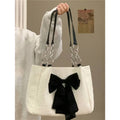 Bow Tote Canvas Shoulder Bag - Viexta