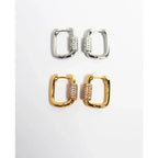 Microset Zircon Square Hoop Earrings - Viexta
