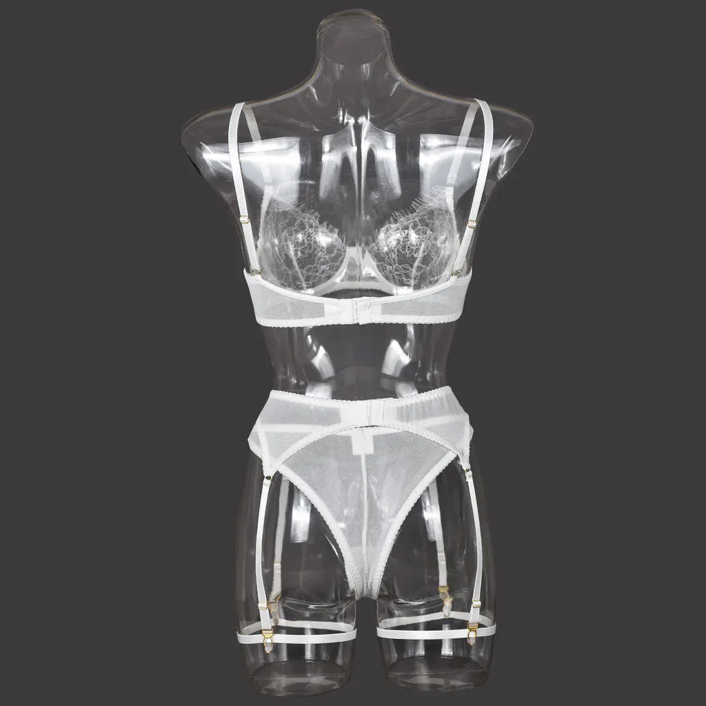 see-through-pearl-decorative-lingerie-4-piece-set - Viexta