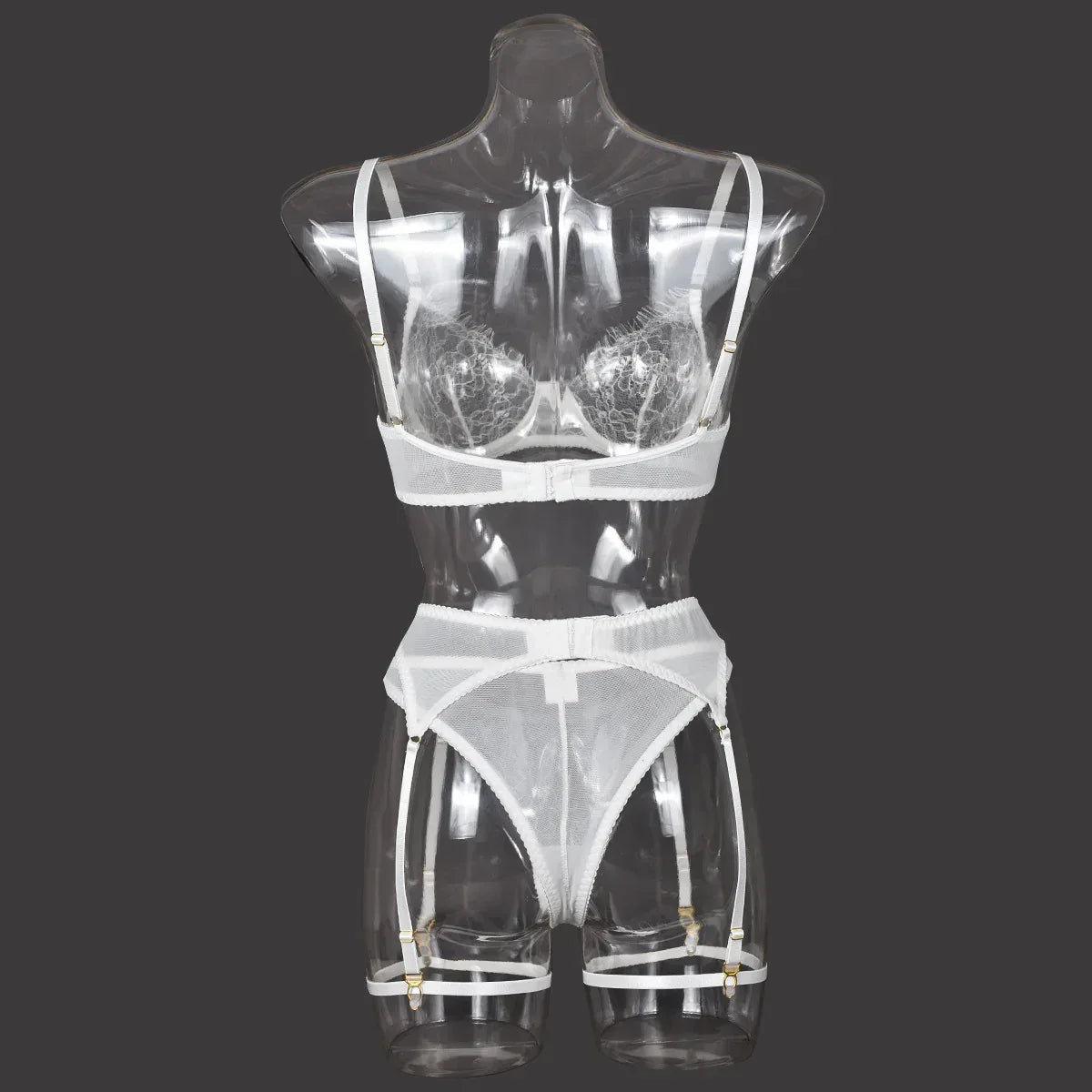 see-through-pearl-decorative-lingerie-4-piece-set - Viexta