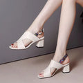 Peep Toe Buckled Chunky Heel - Viexta