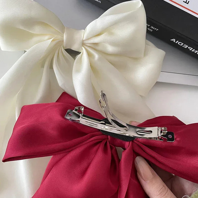 Satin Bow Ribbon Hairpin with Hair Clip - Viexta