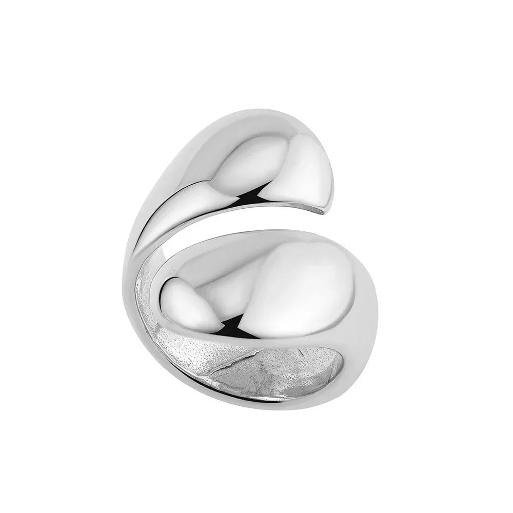 irregular-titanium-steel-ring-with-water-droplet-knot-opening - Viexta