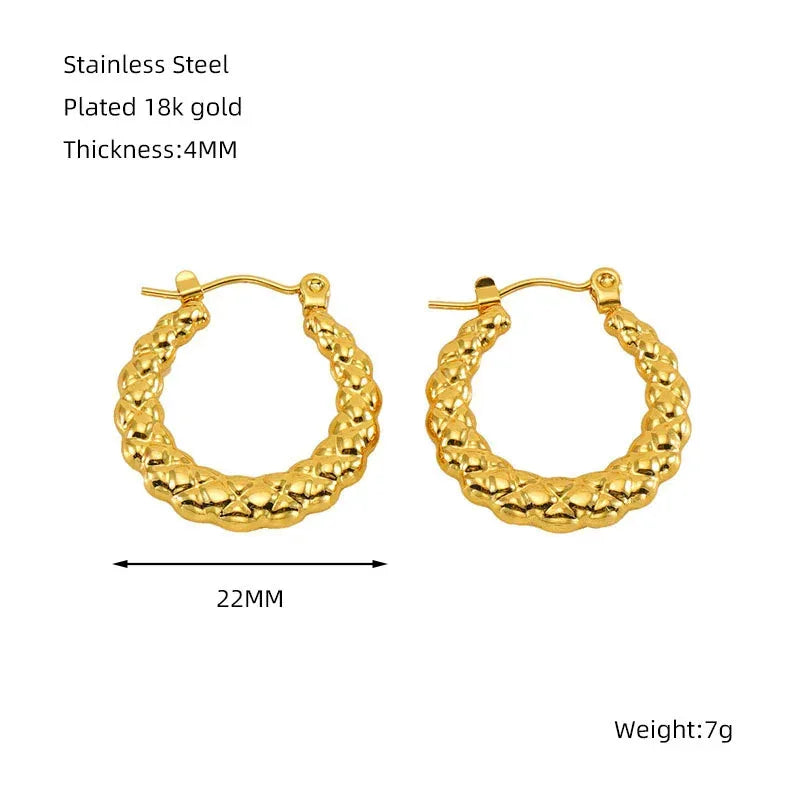 Titanium Steel Round Twist Stud Earrings - Viexta