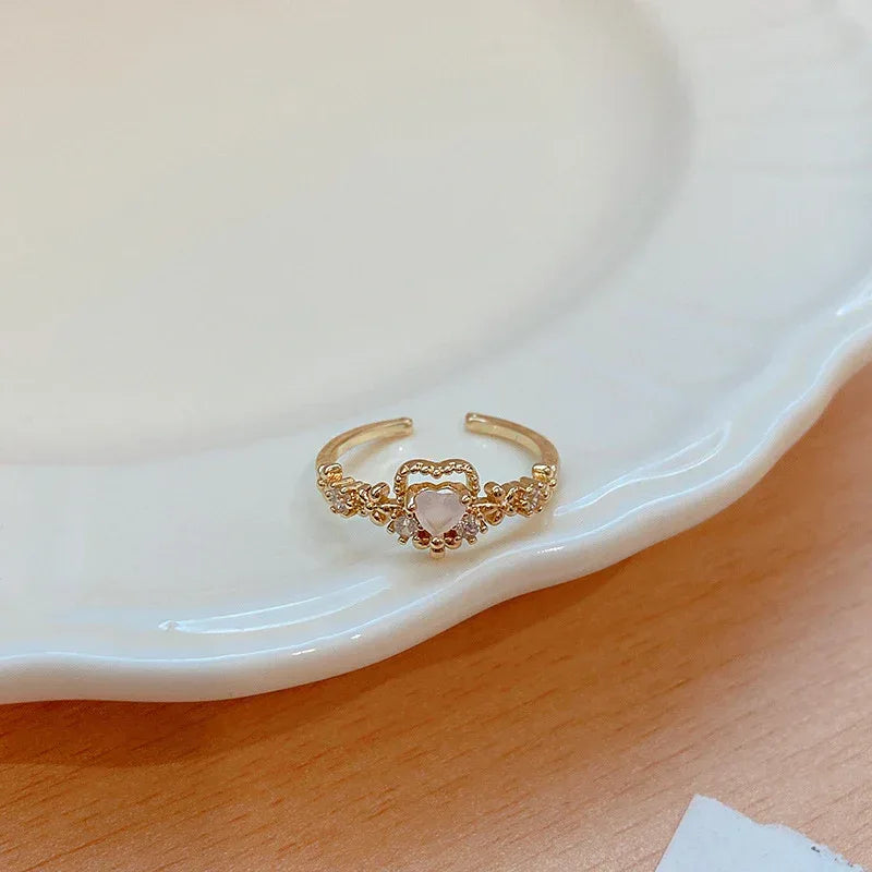 Micro Set Crystal Zircon Pearl Ring - Viexta
