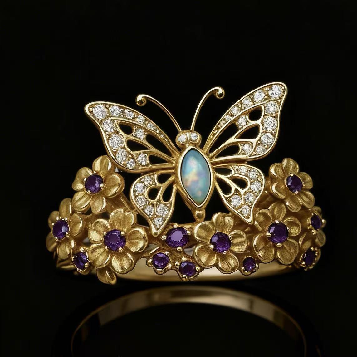 Butterfly-shaped Flower Ring