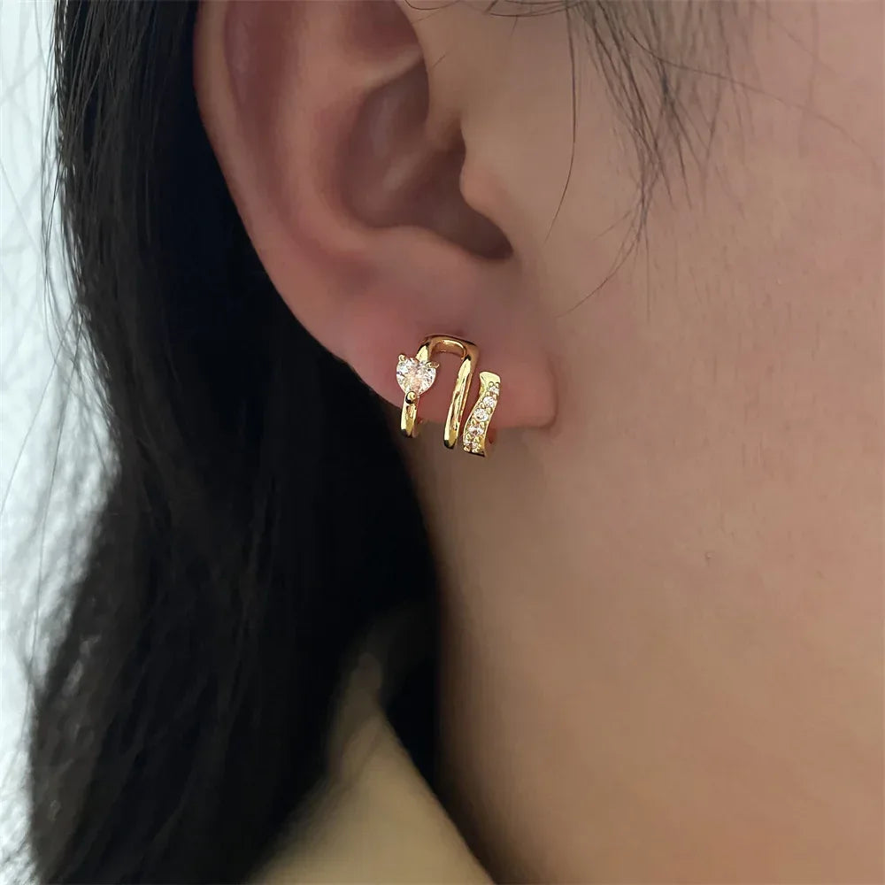 Hexagon Zircon-embedded Earrings - Viexta