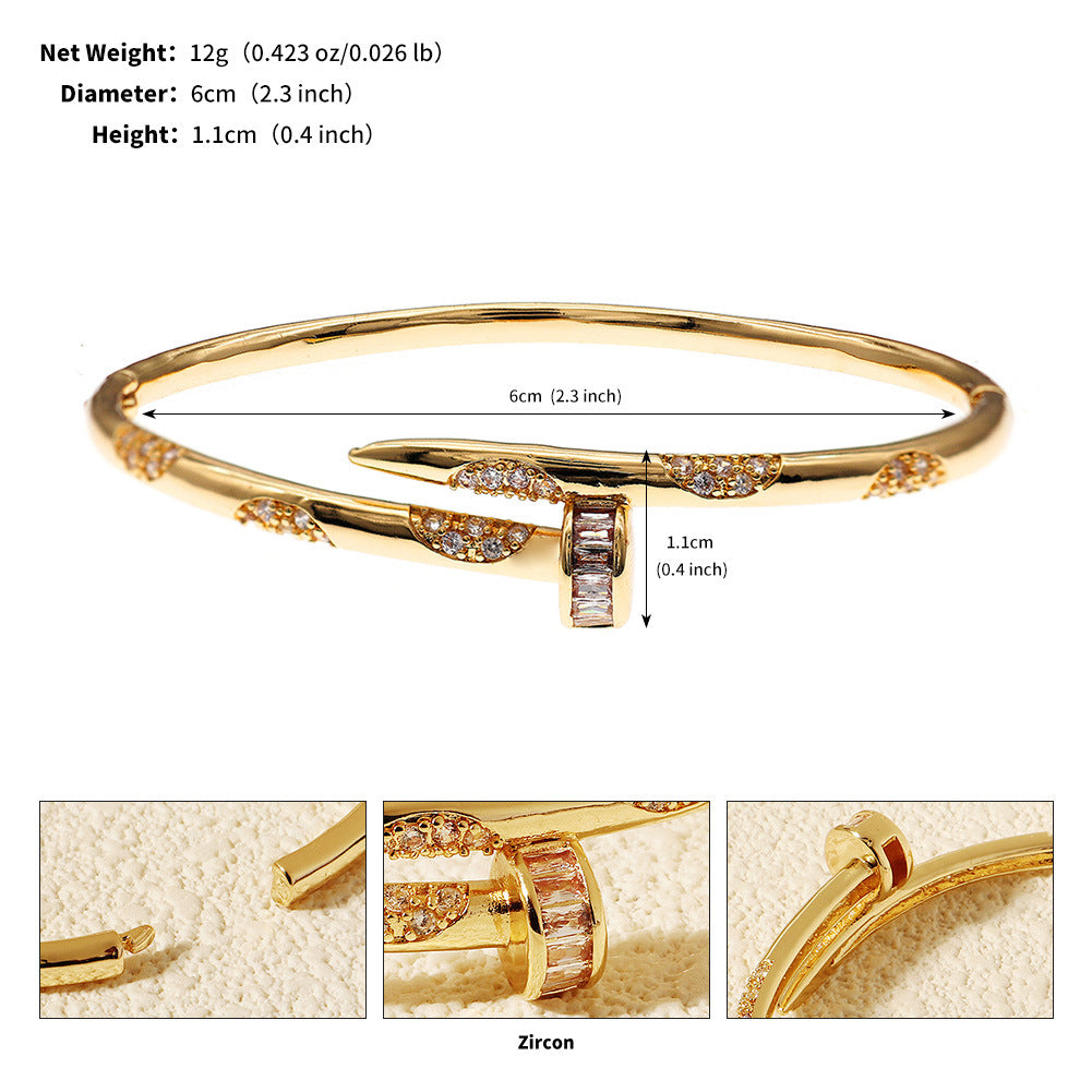 Light Luxury Zircon Fashion Open Cuff Bangle