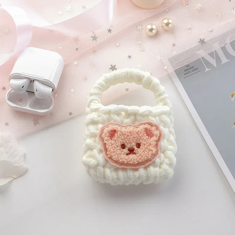 Wool White Cute Earphone Case - Viexta