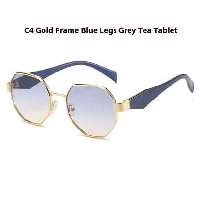 Polygonal Wide Metal Large Rim Sunglasses