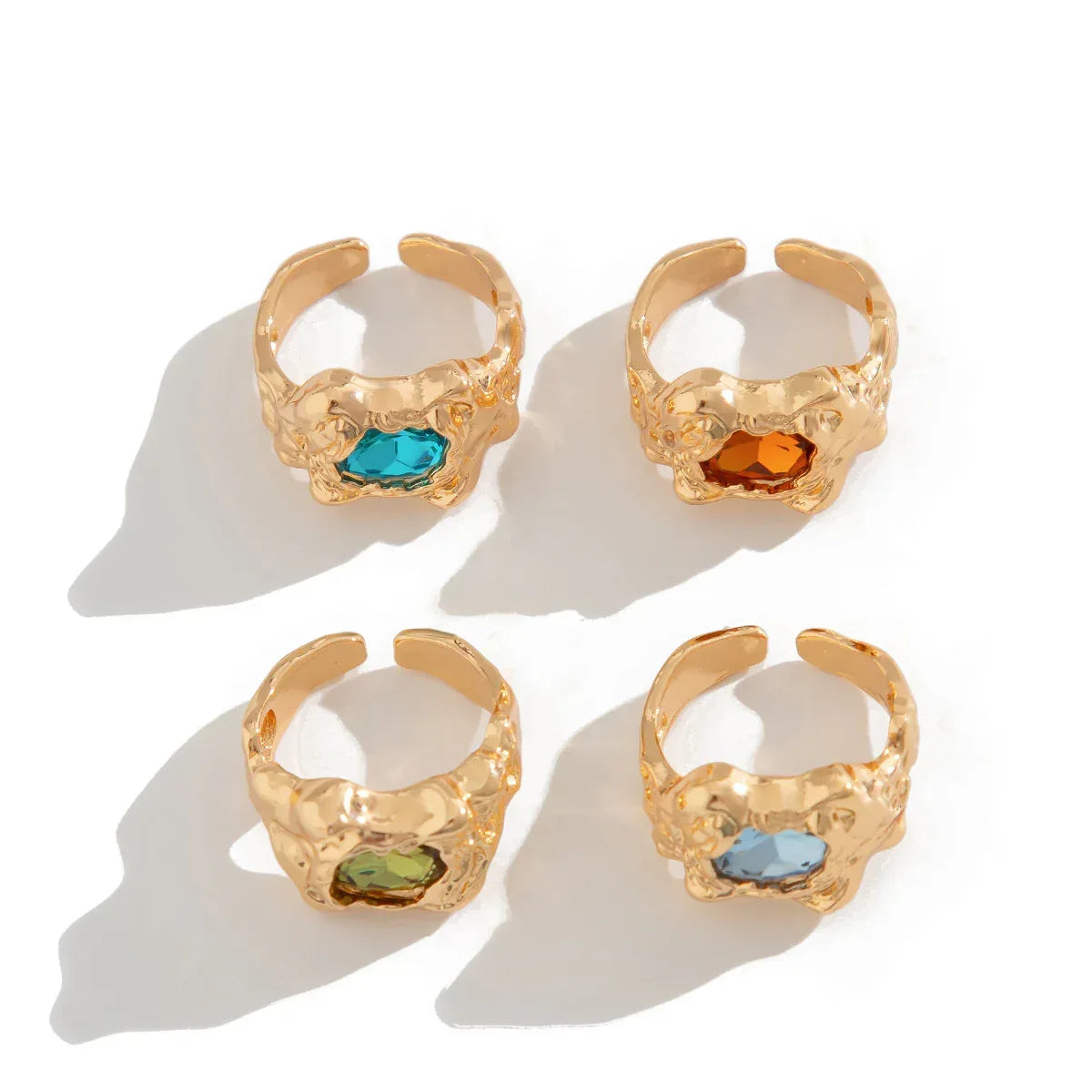 Pleated Lava Metal Gemstone Ring For Men - Viexta