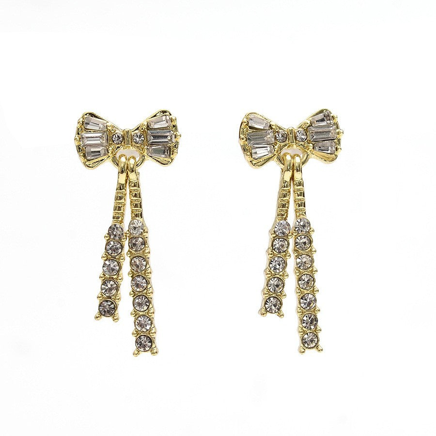 Bow Shaped Diamond Crystal Earrings