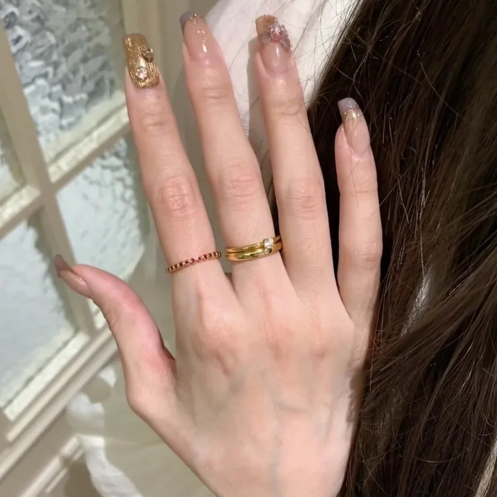 Fine Red Diamond Dot Diamond Plain Ring Gold Ring