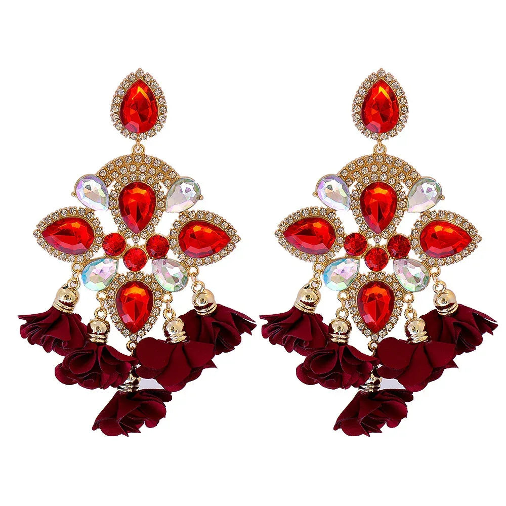 Bohemia Color Diamond Flower Earrings - Viexta