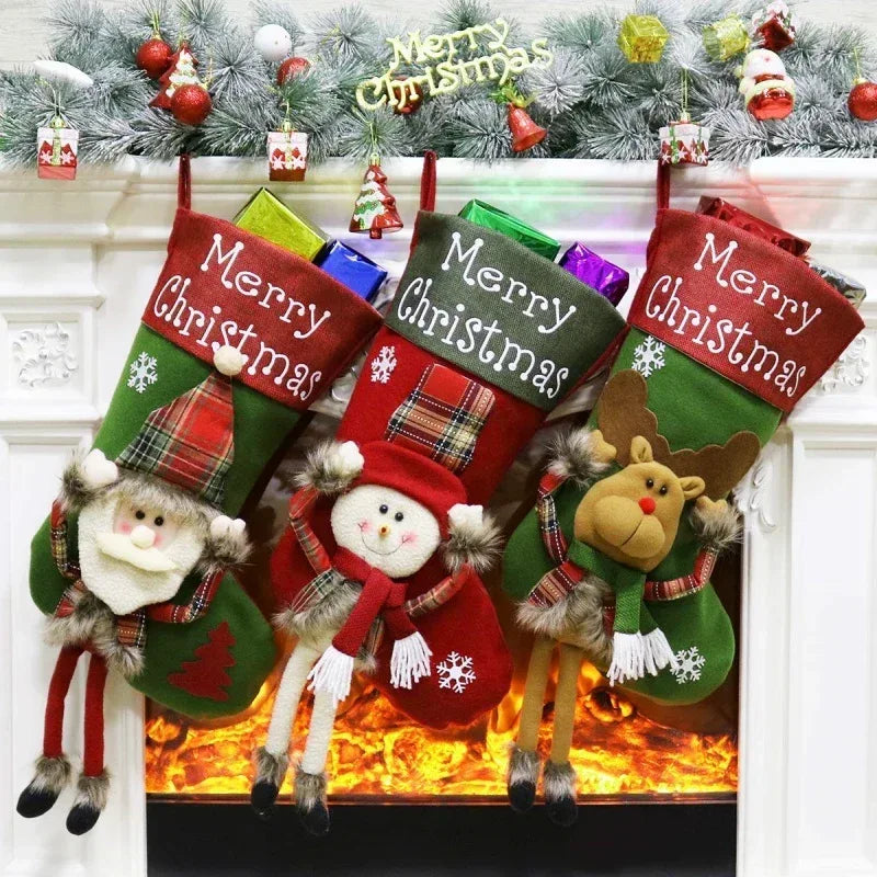 New Year Xmas Big Stockings Set Decorations - Viexta