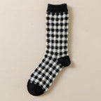 Black-and-white Houndstooth Wool Socks