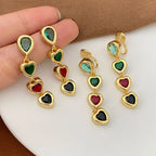 Exquisite Heart Pendant Tassel Ear Clips Luxury Earrings - Viexta
