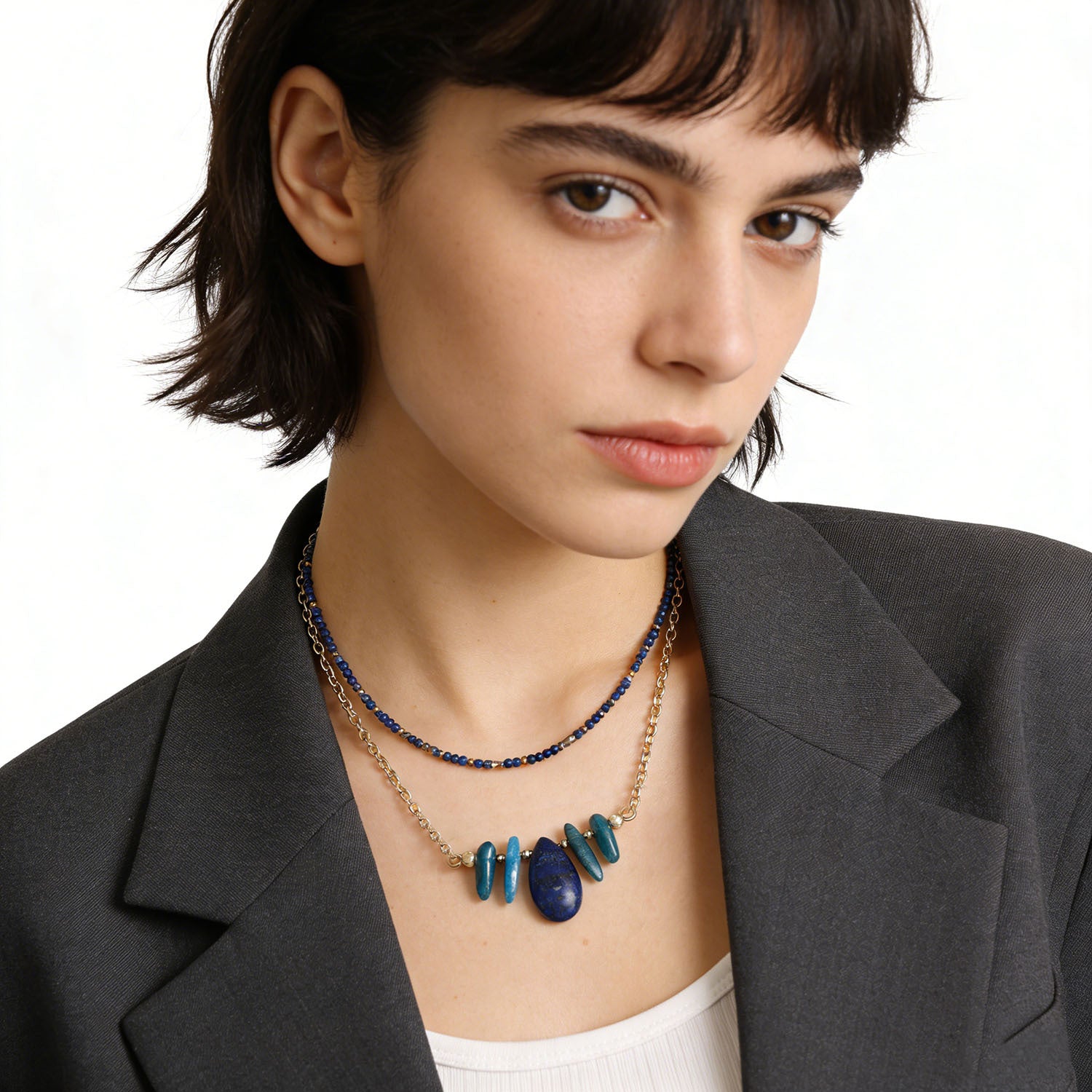 Natural Stone Waterdrop Vacation Pendant Necklace