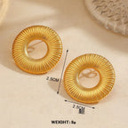 Geometric Round Personalized Hip Hop Gold Plated Earrings - Viexta