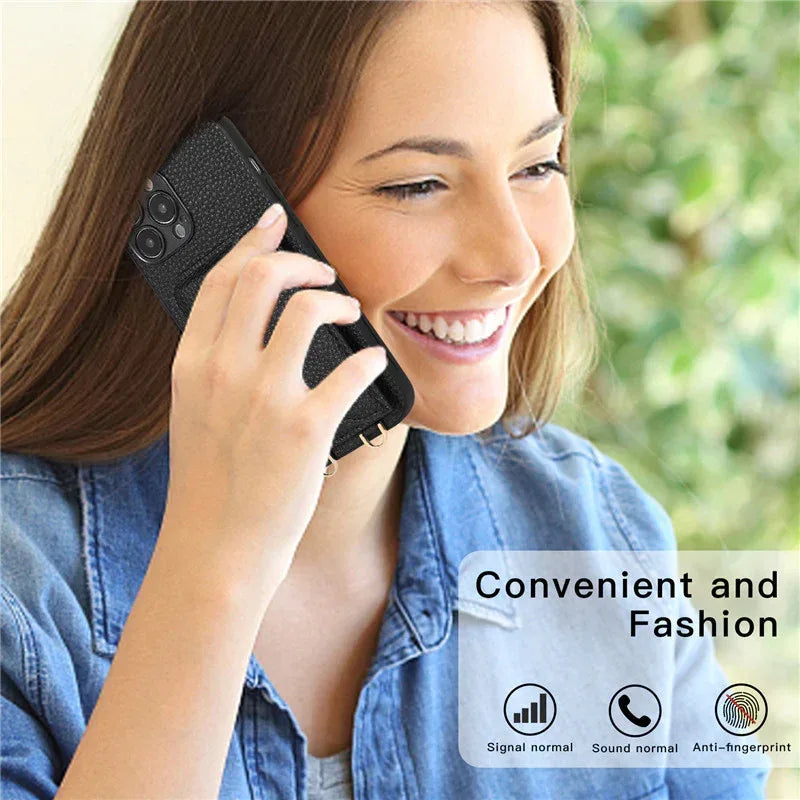 Solid Color Litchi Coin Purse iPhone Case - Viexta
