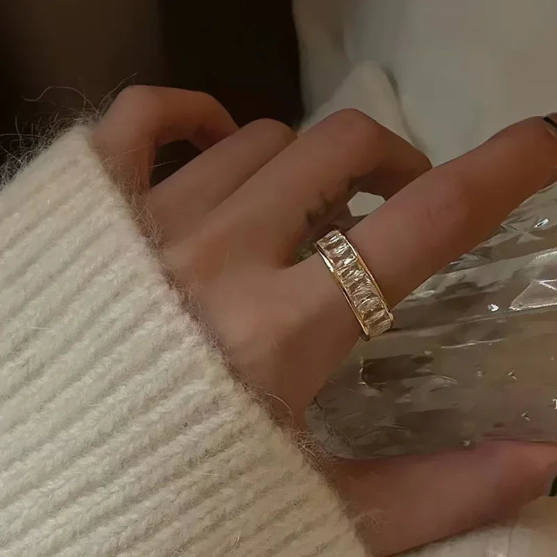Rhinestone Titanium Steel Ring - Viexta