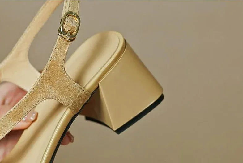 Chunky Cross Strap Heels - Viexta