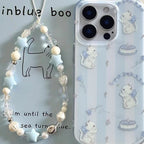 Blue And White Striped Cat Lanyard iPhone Cover