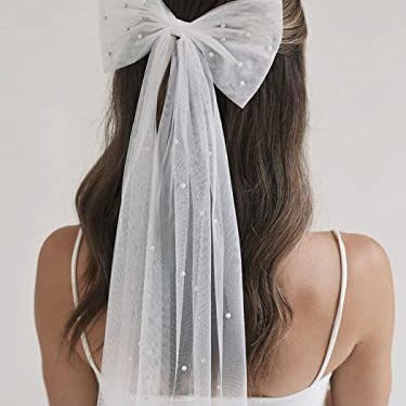 Mesh Pearl Bow Decorative Hair Clip