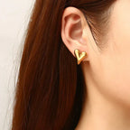 Heart-shaped Stainless Steel Studs and Necklace - Viexta