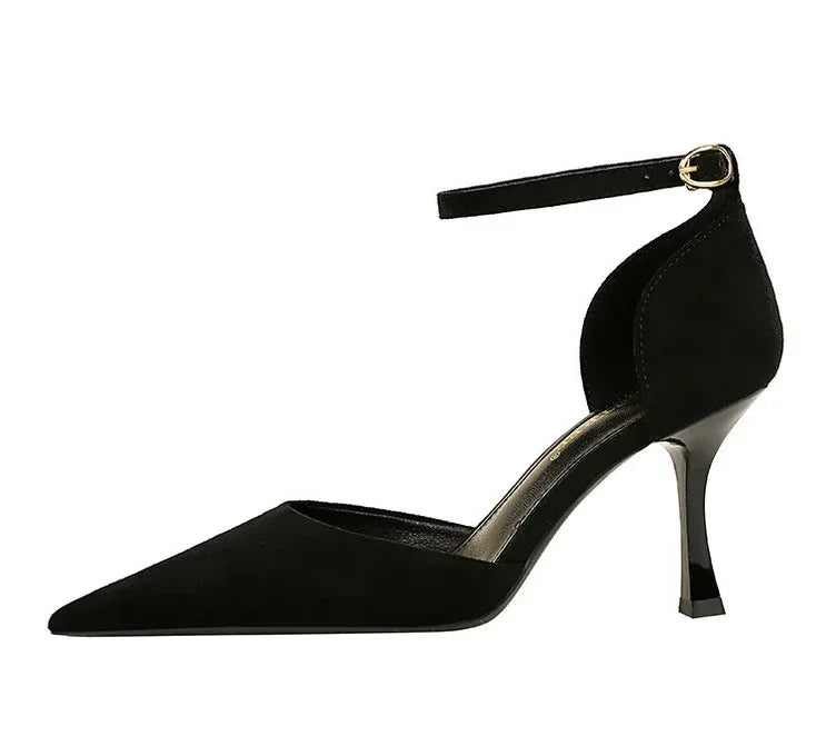 Slimming Suede Shallow Mouth Pointed-toe Heels - Viexta