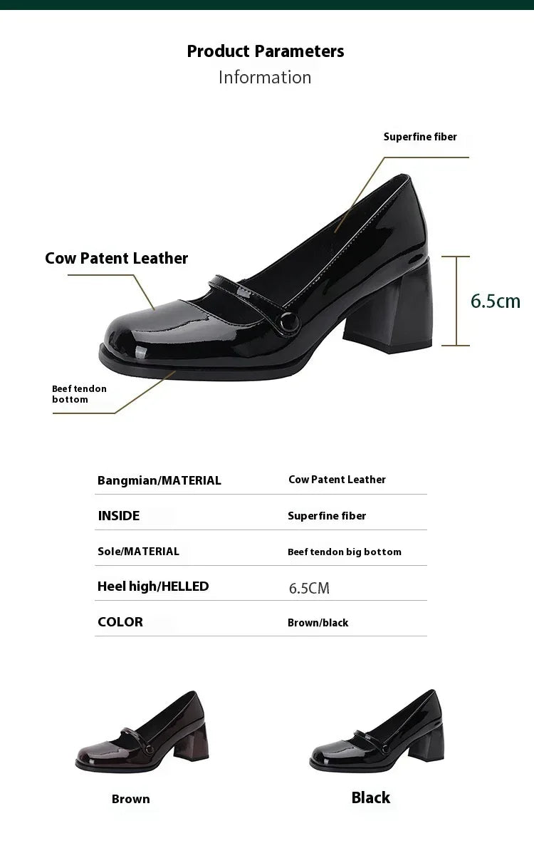 Women's Retro Minority Design Fashion Tie Square Toe High Heels Mary Jane Shoes - Viexta